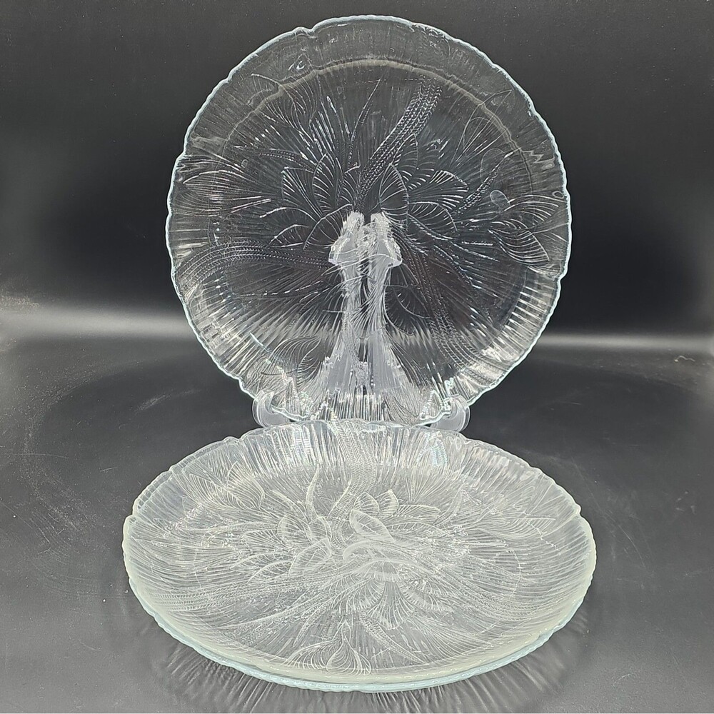 ARCOROC Canterbury Crocus Dinner Plates Set of 3 Clear Glass 10 3/4" France